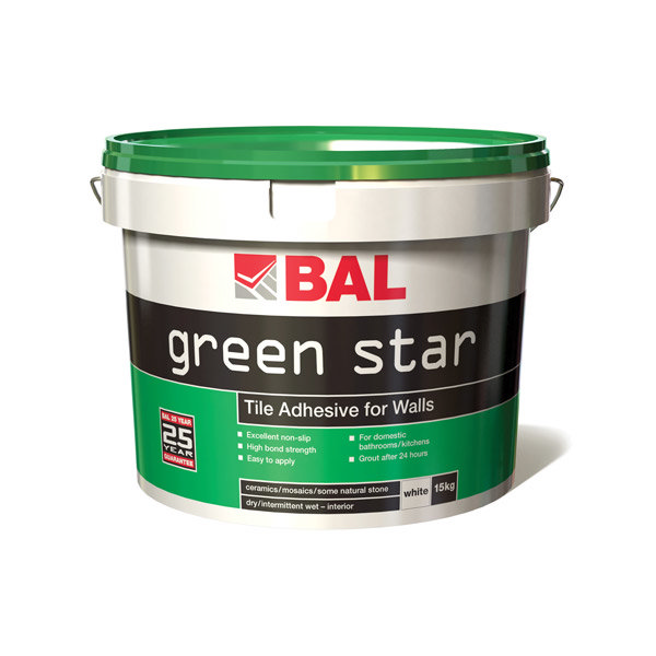 BAL - 10 Ltr (15kg) Wall Green Star Tile Adhesive - White - B100 Large Image