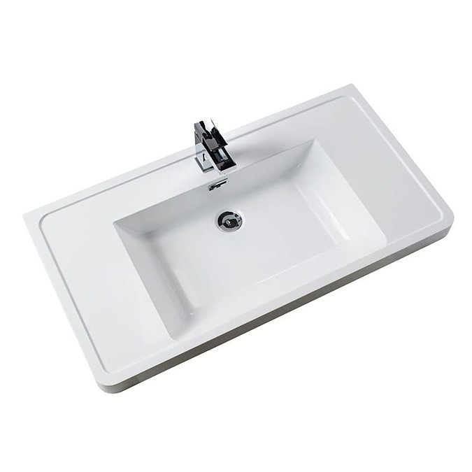 Bali White Gloss 900mm Wall Mounted 2-Drawers Cabinet + Basin Profile Large Image