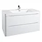 Bali White Gloss 900mm Wall Mounted 2-Drawers Cabinet + Basin Large Image