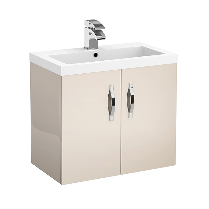 Apollo 600mm Wall Hung Vanity Unit (Gloss Cashmere - Depth 355mm) Large Image