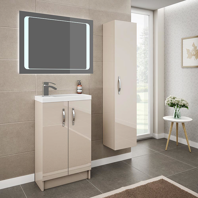 Apollo 600mm Compact Floor Standing Vanity Unit (Gloss Cashmere - Depth 255mm) Standard Large Image