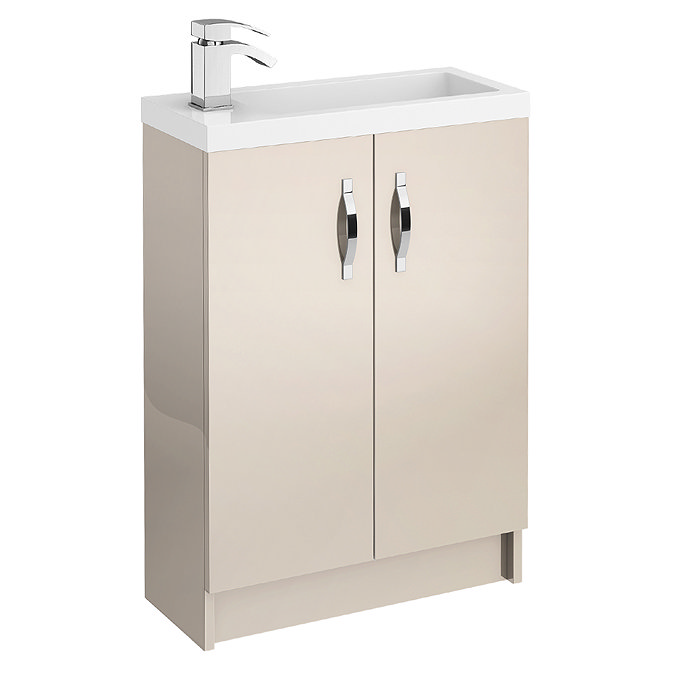 Apollo 600mm Compact Floor Standing Vanity Unit (Gloss Cashmere - Depth 255mm) Large Image