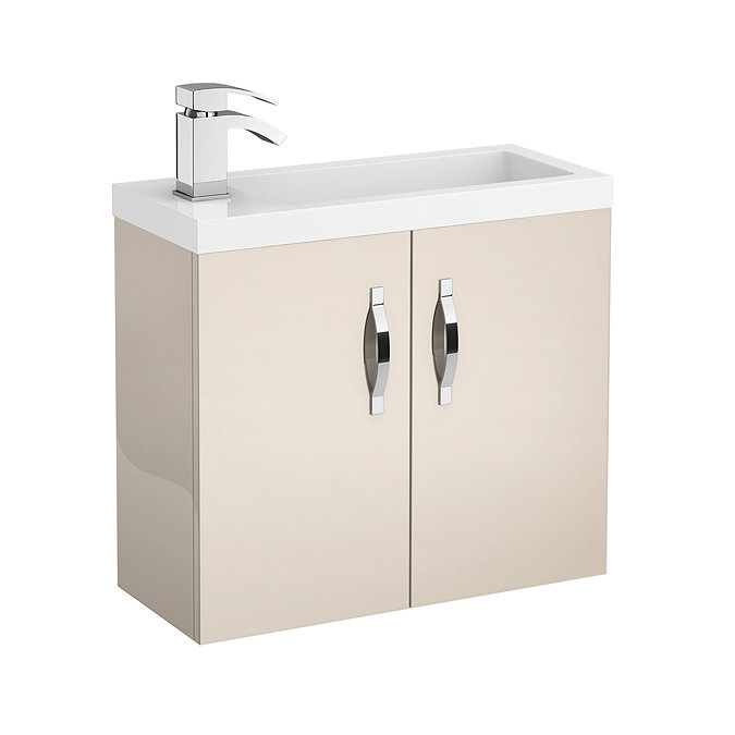 Apollo 600mm Compact Wall Hung Vanity Unit (Gloss Cashmere - Depth 255mm) Large Image