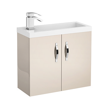 Apollo 600mm Compact Wall Hung Vanity Unit (Gloss Cashmere - Depth 255mm) Profile Large Image