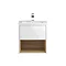 Coast 500mm Wall Mounted Vanity Unit with Open Shelf & Basin - Gloss White/Coco Bolo Large Image