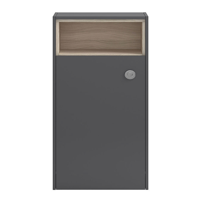 Coast 600mm WC Unit with Open Shelf - Grey Gloss/Driftwood Large Image