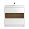 Coast 800mm Floorstanding 2 Drawer Vanity Unit with Open Shelf & Basin - Gloss White/Coco Bolo Large