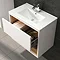 Coast 800mm Wall Mounted Vanity Unit with Open Shelf & Basin - Gloss White/Coco Bolo  Feature Large 