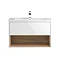 Coast 800mm Wall Mounted Vanity Unit with Open Shelf & Basin - Gloss White/Coco Bolo Large Image