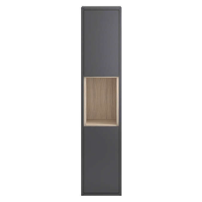 Coast Wall Hung Tall Unit - Grey Gloss/Driftwood Large Image