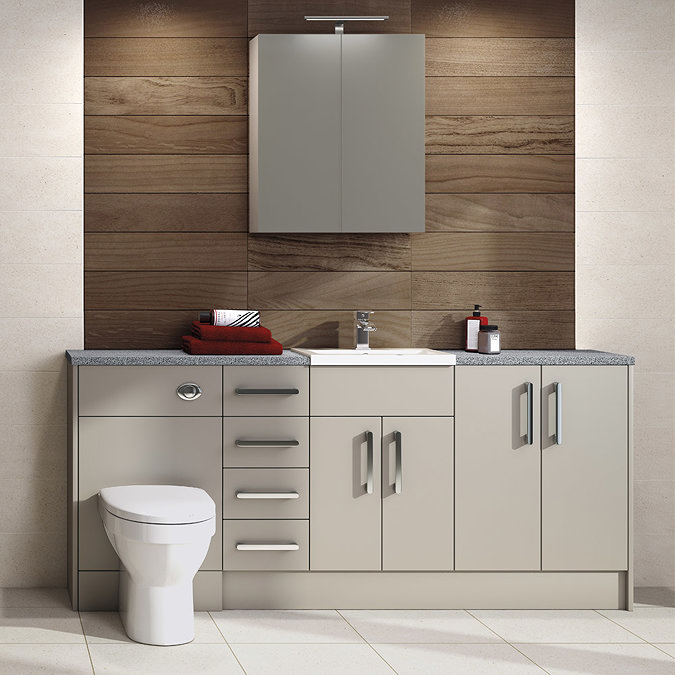 Balterley Estelle 600mm Mirror Cabinet - Stone Grey Profile Large Image