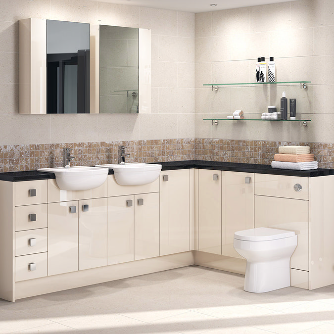 Balterley Luna 300mm Tall Tower Cabinet - Gloss Oyster Feature Large Image