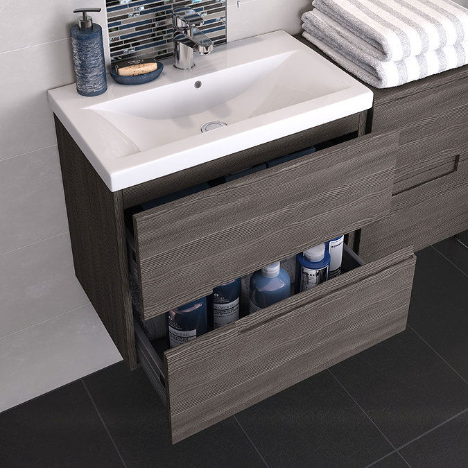Urban 600mm Wall Hung 2 Drawer Unit with Basin - Cashmere Profile Large Image