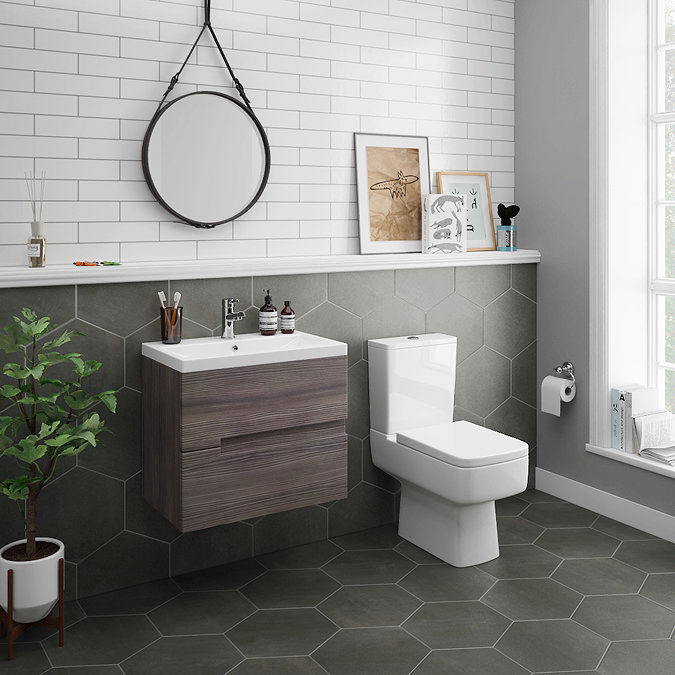 Urban Compact 500mm Wall Hung Vanity Unit - Grey Avola  Feature Large Image