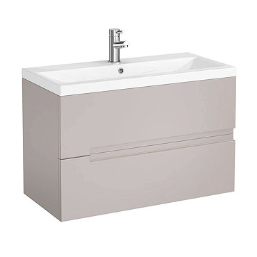 Urban Compact 800mm Wall Hung 2 Drawer Vanity Unit - Cashmere  Profile Large Image