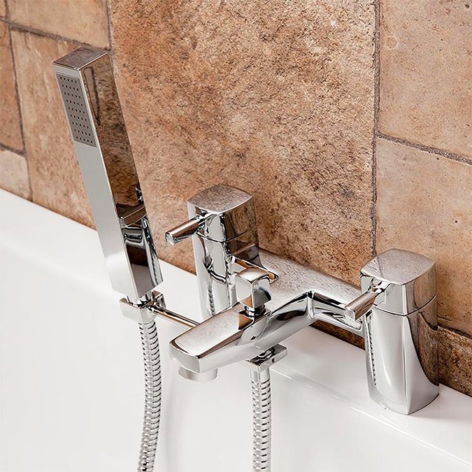 Square Bath Shower Mixer Handset Holder Arm  In Bathroom Large Image