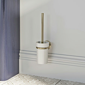Gold toilet brush with holder