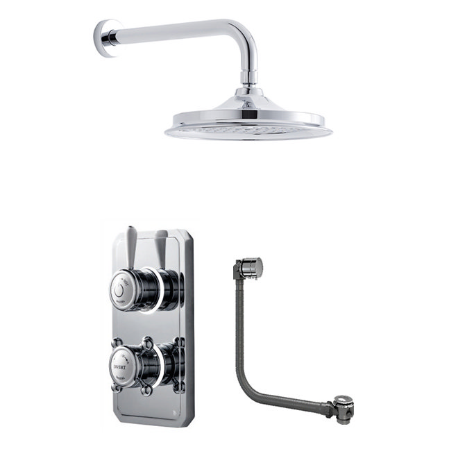 Bathroom Brands Classic 1910 Dual Outlet Digital Bath Shower Set with Bath Filler Waste, Wall Arm + 