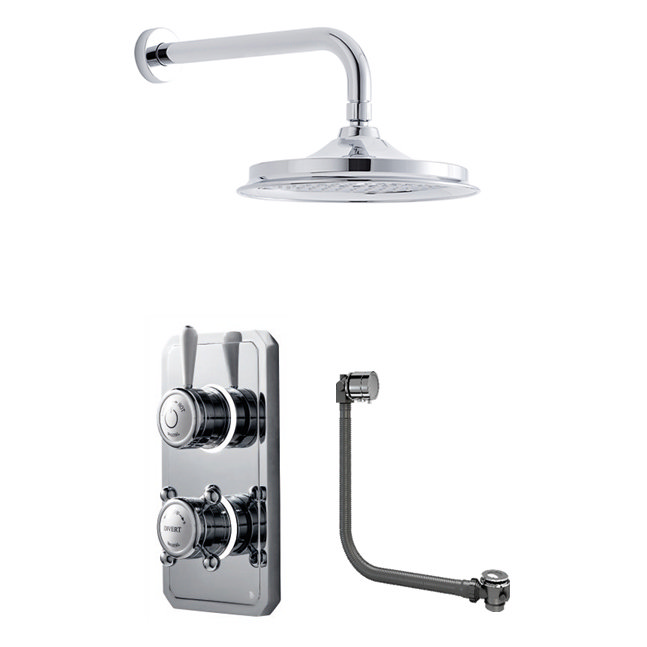 Bathroom Brands Classic 1910 Dual Outlet Digital Bath Shower Set with Bath Filler Waste, Wall