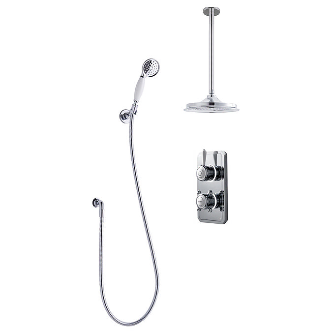 Bathroom Brands Classic 1910 Dual Outlet Digital Shower Set with Ceiling Arm, Shower Kit + Showerhea