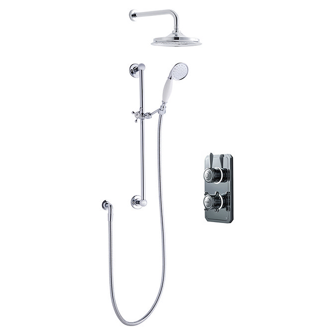 Bathroom Brands Classic 1910 Dual Outlet Digital Shower Set with Wall Arm, Slide Bar + Showerhead - 