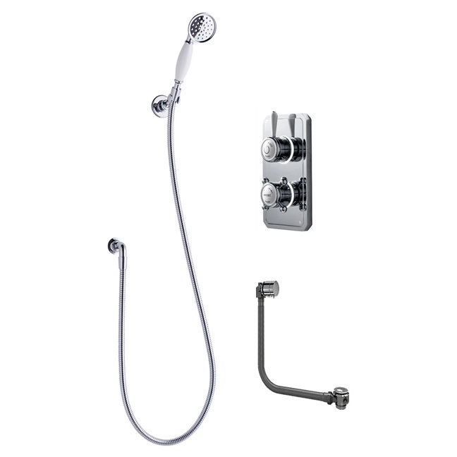 Bathroom Brands Classic 1910 Single Outlet Digital Shower Set with Shower Kit + Bath Filler Waste La