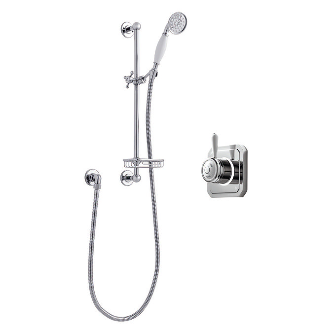 Bathroom Brands Classic 1910 Single Outlet Digital Shower Set with Slide Rail Kit + Soap Basket Larg