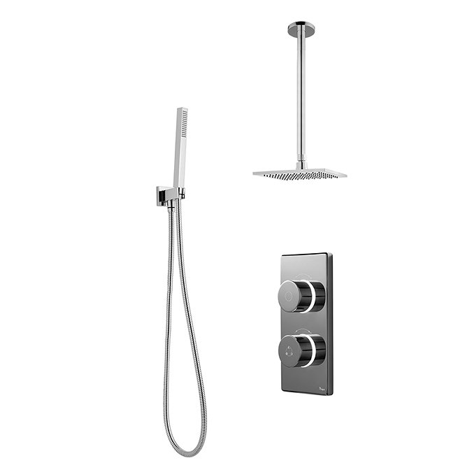 Bathroom Brands Contemporary 2025 Dual Outlet Digital Shower Set with Ceiling Arm, Shower Kit + Squa