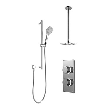 Bathroom Brands Contemporary 2025 Dual Outlet Digital Shower Set with Ceiling Arm, Slide Bar + Round
