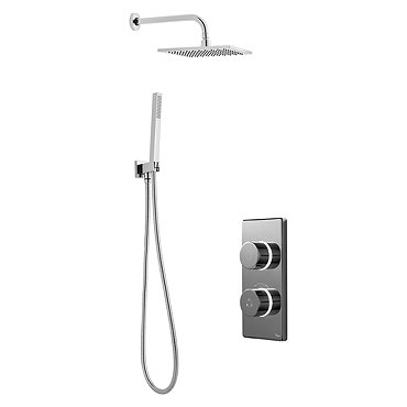 Bathroom Brands Contemporary 2025 Dual Outlet Digital Shower Set with Wall Arm, Shower Kit + Square 