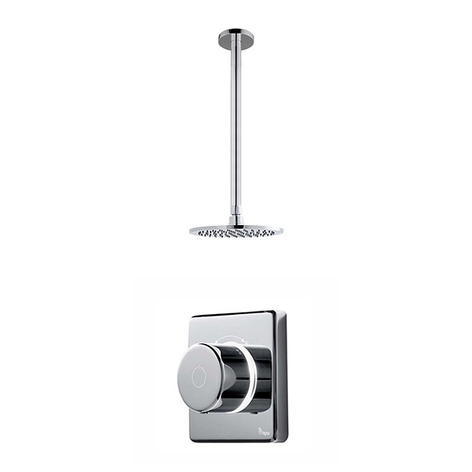 Bathroom Brands Contemporary 2025 Single Outlet Digital Shower Set with Ceiling Arm + Round Fixed He