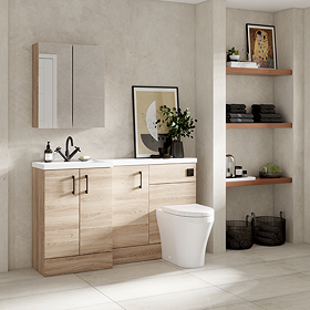 Bleached oak fitted bathroom furniture