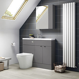 Gloss grey fitted bathroom furniture