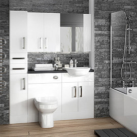 Gloss white fitted bathroom furniture