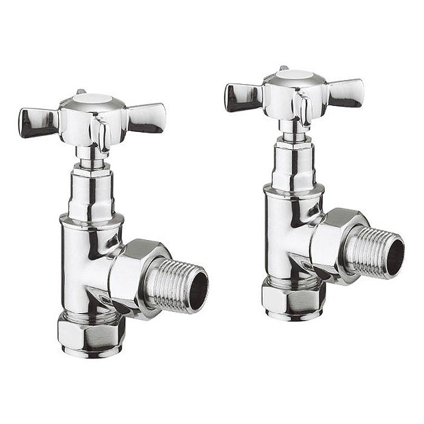 Crosswater Belle Chrome Angled Radiator Valves Victorian Plumbing