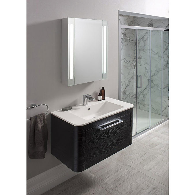 Bauhaus Celeste Vanity Unit with Basin - Black Ash Profile Large Image