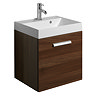 Bauhaus - Design Wall Hung Door Vanity Unit and Basin - Walnut - 3 Size Options Large Image