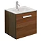 Bauhaus - Design Plus Wall Hung Single Drawer Vanity Unit & Ceramic Basin - Walnut - 3 Size Options 