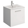Bauhaus - Design Plus Wall Hung Single Drawer Vanity Unit & Ceramic Basin - White Gloss - 3 Size Opt
