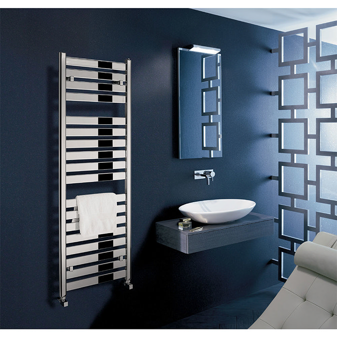 Bauhaus - Edge Flat Panel Towel Rail - Chrome - 3 Size Options Standard Large Image