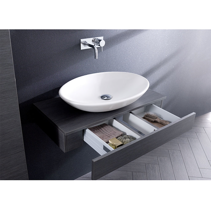 Bauhaus - Edge Single Drawer Console Unit - Ebony - 2 Size Options In Bathroom Large Image