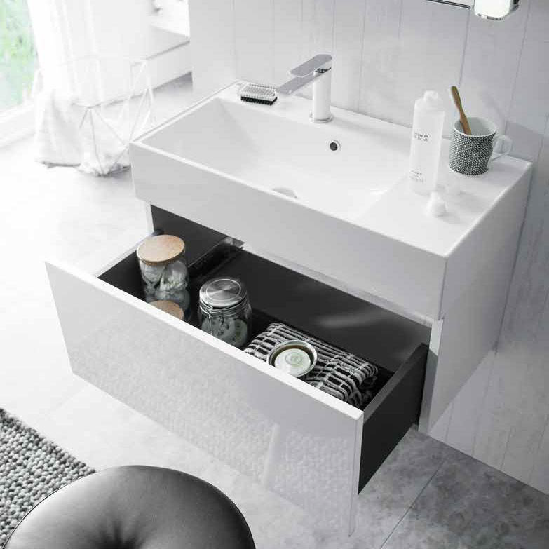 Bauhaus Elite Unit & Cast Mineral Marble Basin - White Gloss In Bathroom Large Image