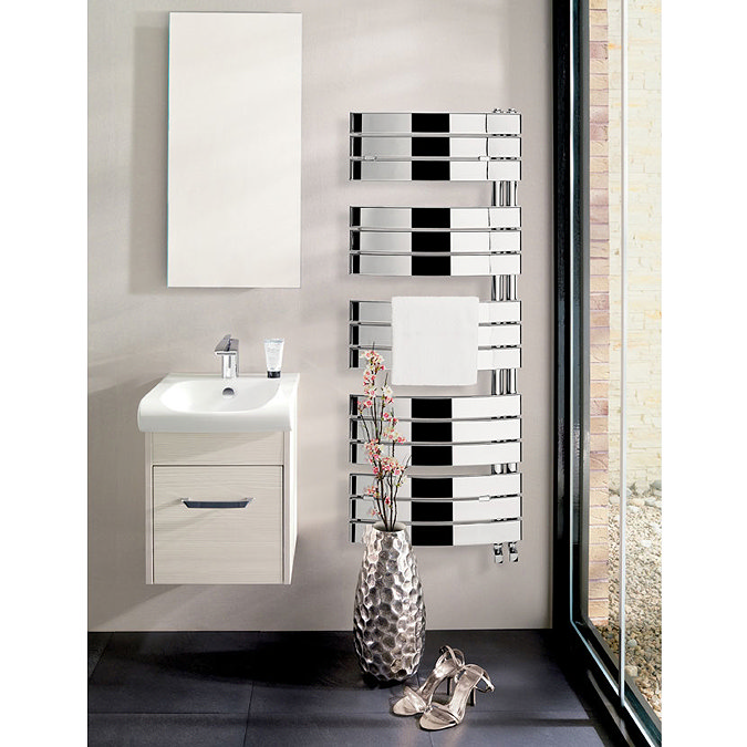 Bauhaus - Essence Curved Flat Panel Towel Rail - Chrome - 2 Size Options Feature Large Image