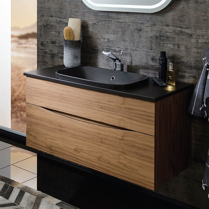 Bauhaus - Glide II 100 Unit with Plus+Ton Ceramic Worktop & Black Basin - Driftwood Profile Large Im