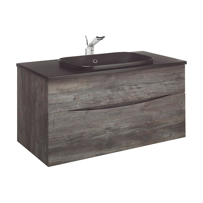 Bauhaus - Glide II 100 Unit with Plus+Ton Ceramic Worktop & Black Basin - Driftwood Large Image