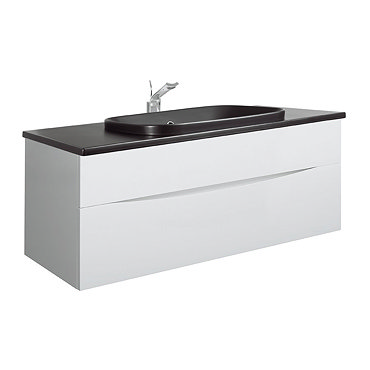 Bauhaus - Glide II 100 Unit with Plus+Ton Ceramic Worktop & Black Basin - White Gloss Profile Large 