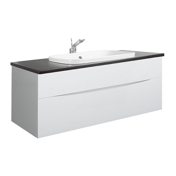 Bauhaus - Glide II 100 Unit with Plus+Ton Ceramic Worktop & White Basin - White Gloss Large Image