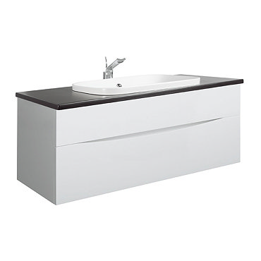 Bauhaus - Glide II 100 Unit with Plus+Ton Ceramic Worktop & White Basin - White Gloss Profile Large 