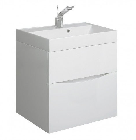 Bauhaus - Glide II Vanity Unit and Basin - White Gloss - 3 size options Large Image