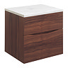 Bauhaus Glide II Vanity Unit + Marble Worktop - American Walnut Large Image
